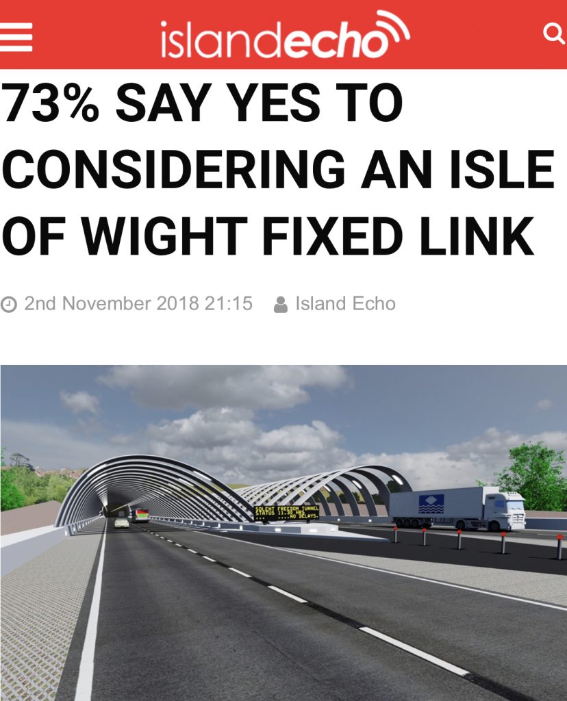 73% in favour of an Isle of Wight fixed Link / Solent Freedom Tunnel